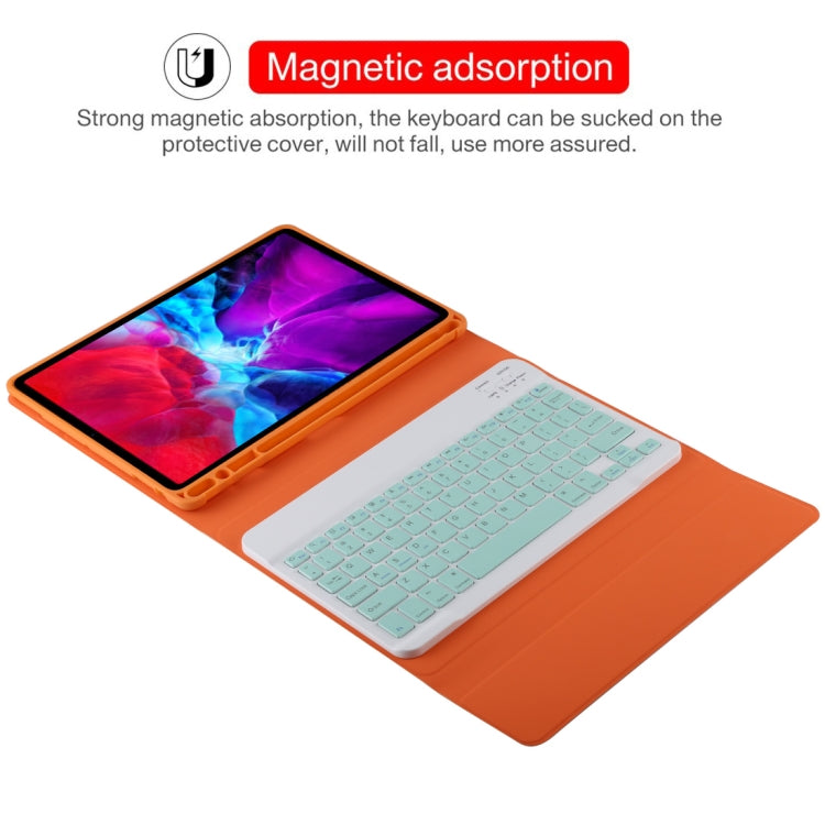 TG11B Bàn phím Bluetooth màu xanh tháo rời + Bao da máy tính bảng microfiber cho iPad Pro 11 inch (2020), có ngăn đựng bút & giá đỡ, bàn phím màu xanh