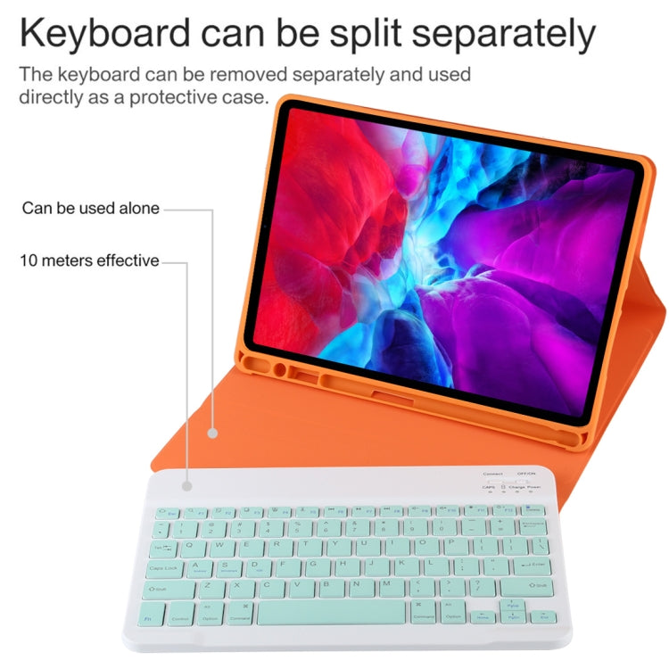 TG11B Bàn phím Bluetooth màu xanh tháo rời + Bao da máy tính bảng microfiber cho iPad Pro 11 inch (2020), có ngăn đựng bút & giá đỡ, bàn phím màu xanh