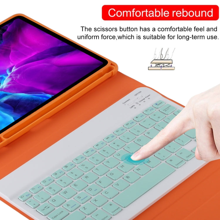 TG11B Bàn phím Bluetooth màu xanh tháo rời + Bao da máy tính bảng microfiber cho iPad Pro 11 inch (2020), có ngăn đựng bút & giá đỡ, bàn phím màu xanh