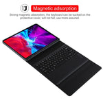 T129 Bao da máy tính bảng bàn phím Bluetooth màu đen tháo rời microfiber cho iPad Pro 12.9 inch (2020), có giá đỡ, bàn phím màu đen