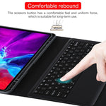 T129 Bao da máy tính bảng bàn phím Bluetooth màu đen tháo rời microfiber cho iPad Pro 12.9 inch (2020), có giá đỡ, bàn phím màu đen