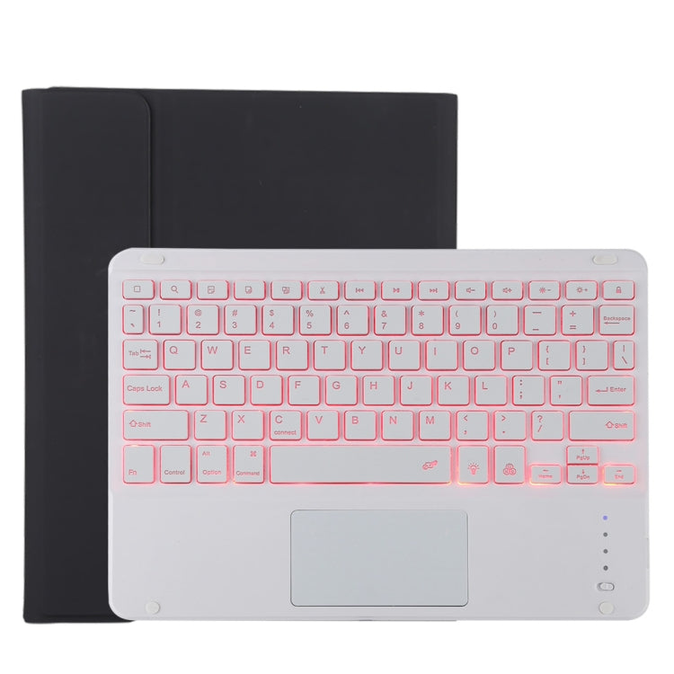 TG11BCS Bàn phím Bluetooth trắng có thể tháo rời + bao da vải microfiber cho iPad Pro 11 inch (2020), có đèn nền & touchpad & khe cắm bút & giá đỡ, bàn phím màu trắng