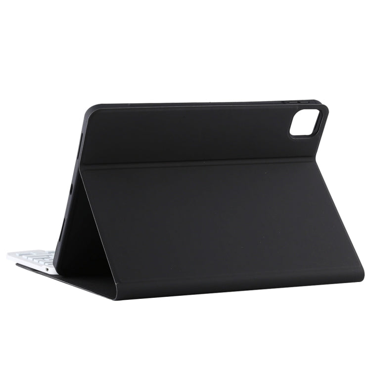 TG11BCS Bàn phím Bluetooth trắng có thể tháo rời + bao da vải microfiber cho iPad Pro 11 inch (2020), có đèn nền & touchpad & khe cắm bút & giá đỡ, bàn phím màu trắng