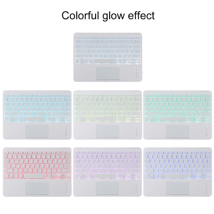 TG11BCS Bàn phím Bluetooth trắng có thể tháo rời + bao da vải microfiber cho iPad Pro 11 inch (2020), có đèn nền & touchpad & khe cắm bút & giá đỡ, bàn phím màu trắng