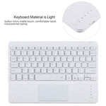 TG11BCS Bàn phím Bluetooth trắng có thể tháo rời + bao da vải microfiber cho iPad Pro 11 inch (2020), có đèn nền & touchpad & khe cắm bút & giá đỡ, bàn phím màu trắng