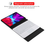 TG11BCS Bàn phím Bluetooth trắng có thể tháo rời + bao da vải microfiber cho iPad Pro 11 inch (2020), có đèn nền & touchpad & khe cắm bút & giá đỡ, bàn phím màu trắng