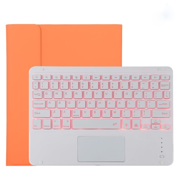 TG11BCS Bàn phím Bluetooth trắng có thể tháo rời + bao da vải microfiber cho iPad Pro 11 inch (2020), có đèn nền & touchpad & khe cắm bút & giá đỡ, bàn phím màu trắng