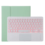 TG11BCS Bàn phím Bluetooth trắng có thể tháo rời + bao da vải microfiber cho iPad Pro 11 inch (2020), có đèn nền & touchpad & khe cắm bút & giá đỡ, bàn phím màu trắng