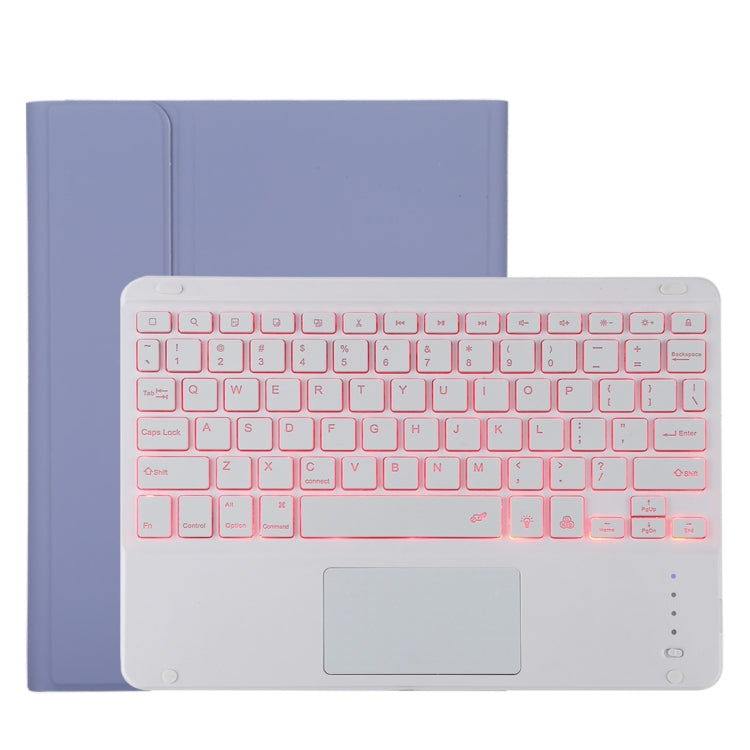 TG11BCS Bàn phím Bluetooth trắng có thể tháo rời + bao da vải microfiber cho iPad Pro 11 inch (2020), có đèn nền & touchpad & khe cắm bút & giá đỡ, bàn phím màu trắng
