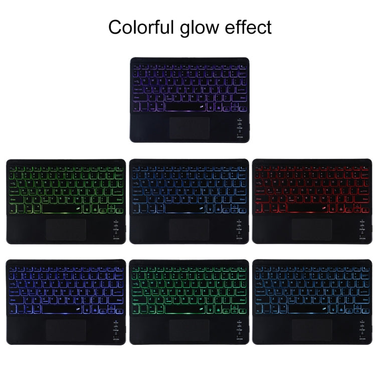 Bao da bàn phím Bluetooth đen có thể tháo rời TG11BCS bằng da microfiber cho iPad Pro 11 inch (2020), có đèn nền & bàn di chuột & khe cắm bút & giá đỡ, bàn phím màu đen