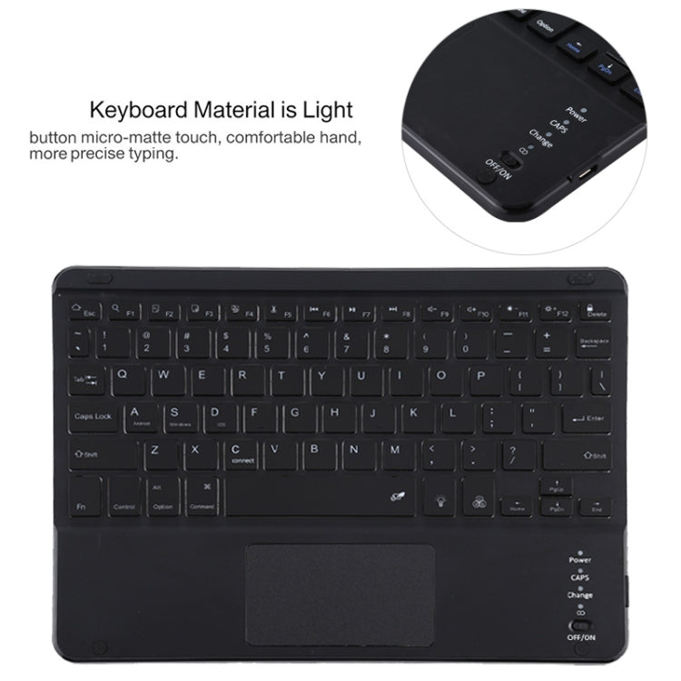 Bao da bàn phím Bluetooth đen có thể tháo rời TG11BCS bằng da microfiber cho iPad Pro 11 inch (2020), có đèn nền & bàn di chuột & khe cắm bút & giá đỡ, bàn phím màu đen