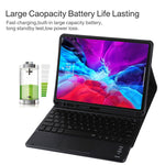 Bao da bàn phím Bluetooth đen có thể tháo rời TG11BCS bằng da microfiber cho iPad Pro 11 inch (2020), có đèn nền & bàn di chuột & khe cắm bút & giá đỡ, bàn phím màu đen