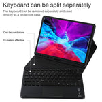 Bao da bàn phím Bluetooth đen có thể tháo rời TG11BCS bằng da microfiber cho iPad Pro 11 inch (2020), có đèn nền & bàn di chuột & khe cắm bút & giá đỡ, bàn phím màu đen