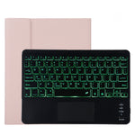 Bao da bàn phím Bluetooth đen có thể tháo rời TG11BCS bằng da microfiber cho iPad Pro 11 inch (2020), có đèn nền & bàn di chuột & khe cắm bút & giá đỡ, bàn phím màu đen