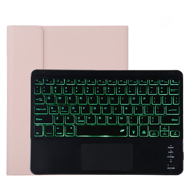 Bao da bàn phím Bluetooth đen có thể tháo rời TG11BCS bằng da microfiber cho iPad Pro 11 inch (2020), có đèn nền & bàn di chuột & khe cắm bút & giá đỡ, bàn phím màu đen