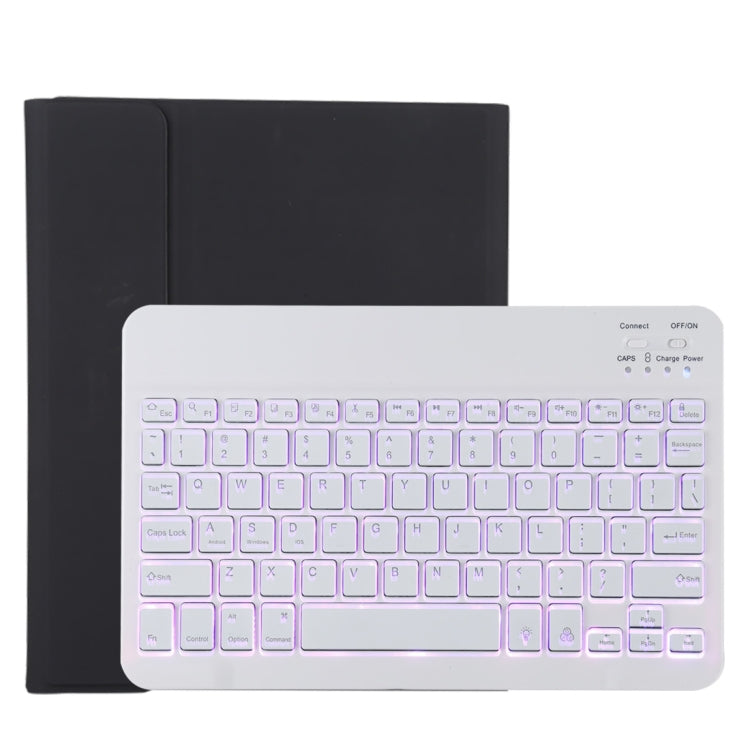 TG11BS Bàn phím Bluetooth trắng có thể tháo rời, bao da vải microfiber cho iPad Pro 11 inch (2020), có đèn nền & khe cắm bút & giá đỡ, bàn phím màu trắng