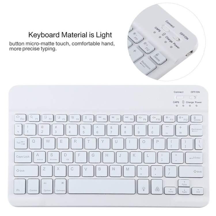 TG11BS Bàn phím Bluetooth trắng có thể tháo rời, bao da vải microfiber cho iPad Pro 11 inch (2020), có đèn nền & khe cắm bút & giá đỡ, bàn phím màu trắng