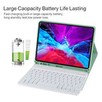TG11BS Bàn phím Bluetooth trắng có thể tháo rời, bao da vải microfiber cho iPad Pro 11 inch (2020), có đèn nền & khe cắm bút & giá đỡ, bàn phím màu trắng
