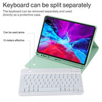 TG11BS Bàn phím Bluetooth trắng có thể tháo rời, bao da vải microfiber cho iPad Pro 11 inch (2020), có đèn nền & khe cắm bút & giá đỡ, bàn phím màu trắng