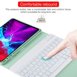 TG11BS Bàn phím Bluetooth trắng có thể tháo rời, bao da vải microfiber cho iPad Pro 11 inch (2020), có đèn nền & khe cắm bút & giá đỡ, bàn phím màu trắng