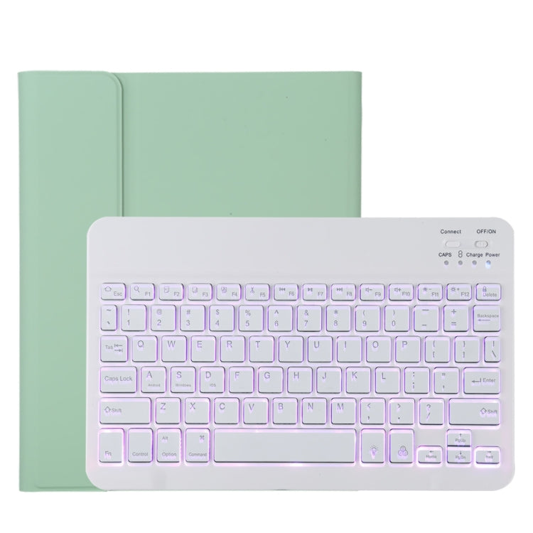 TG11BS Bàn phím Bluetooth trắng có thể tháo rời, bao da vải microfiber cho iPad Pro 11 inch (2020), có đèn nền & khe cắm bút & giá đỡ, bàn phím màu trắng