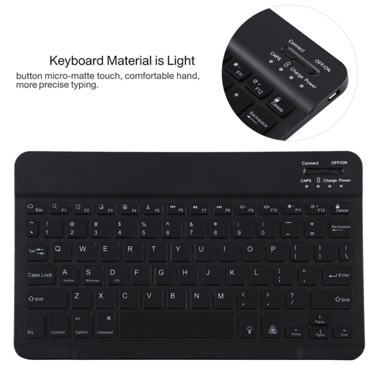 TG11BS Bàn phím Bluetooth đen có thể tháo rời + bao da vải microfiber cho iPad Pro 11 inch (2020), có đèn nền & khe cắm bút & giá đỡ, bàn phím màu đen