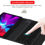 TG11BS Bàn phím Bluetooth đen có thể tháo rời + bao da vải microfiber cho iPad Pro 11 inch (2020), có đèn nền & khe cắm bút & giá đỡ, bàn phím màu đen