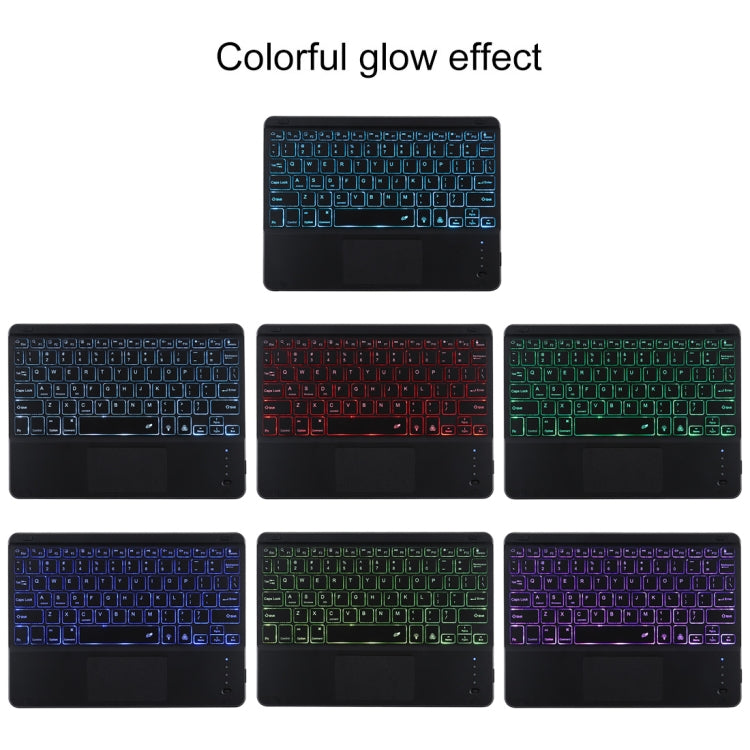TG-102BCS Bàn phím Bluetooth đen có thể tháo rời + bao da vải microfiber cho iPad 10.2 inch / iPad Air (2019), có Touch Pad & đèn nền & khe cắm bút & giá đỡ, bàn phím màu đen