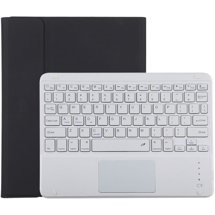 Bao da bàn phím Bluetooth trắng có thể tháo rời TG-102BC + bao da microfiber cho iPad 10.2 inch / iPad Air (2019), có bàn di chuột & khe cắm bút & giá đỡ, bàn phím màu trắng
