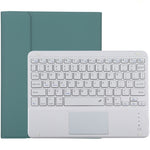 Bao da bàn phím Bluetooth trắng có thể tháo rời TG-102BC + bao da microfiber cho iPad 10.2 inch / iPad Air (2019), có bàn di chuột & khe cắm bút & giá đỡ, bàn phím màu trắng