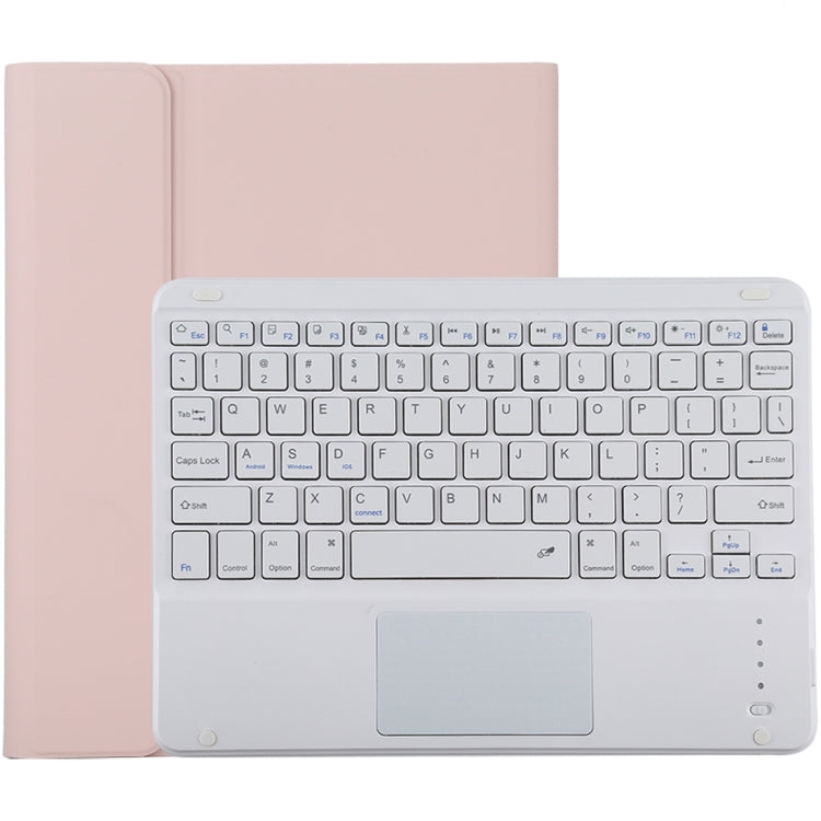 Bao da bàn phím Bluetooth trắng có thể tháo rời TG-102BC + bao da microfiber cho iPad 10.2 inch / iPad Air (2019), có bàn di chuột & khe cắm bút & giá đỡ, bàn phím màu trắng