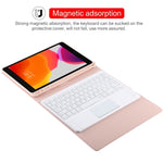 Bao da bàn phím Bluetooth trắng có thể tháo rời TG-102BC + bao da microfiber cho iPad 10.2 inch / iPad Air (2019), có bàn di chuột & khe cắm bút & giá đỡ, bàn phím màu trắng