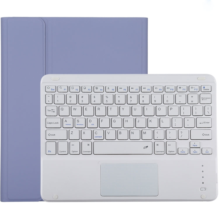 Bao da bàn phím Bluetooth trắng có thể tháo rời TG-102BC + bao da microfiber cho iPad 10.2 inch / iPad Air (2019), có bàn di chuột & khe cắm bút & giá đỡ, bàn phím màu trắng