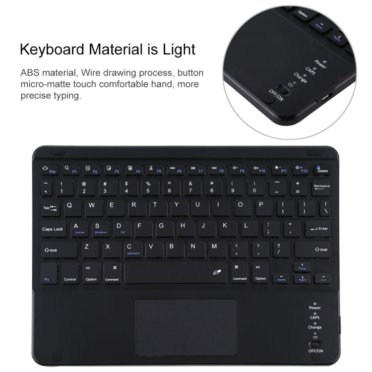 Bàn phím Bluetooth đen có thể tháo rời TG-102BC + Ốp da microfiber cho iPad 10.2 inch / iPad Air (2019), có bàn di chuột & khe cắm bút & giá đỡ, TG-102BC