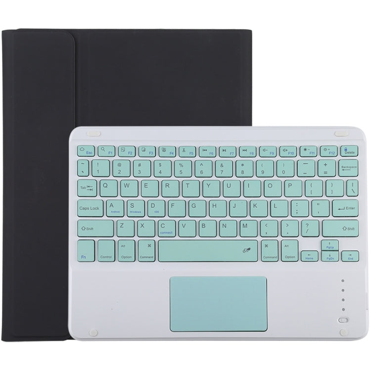 Bàn phím Bluetooth màu xanh tháo rời TG-102BC + Bao da vải sợi nhỏ cho máy tính bảng iPad 10.2 inch / iPad Air (2019), có bàn di chuột & khe cắm bút & giá đỡ, bàn phím màu xanh
