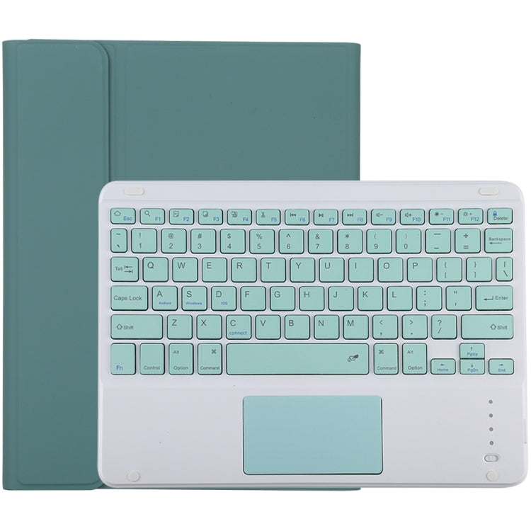 Bàn phím Bluetooth màu xanh tháo rời TG-102BC + Bao da vải sợi nhỏ cho máy tính bảng iPad 10.2 inch / iPad Air (2019), có bàn di chuột & khe cắm bút & giá đỡ, bàn phím màu xanh