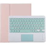 Bàn phím Bluetooth màu xanh tháo rời TG-102BC + Bao da vải sợi nhỏ cho máy tính bảng iPad 10.2 inch / iPad Air (2019), có bàn di chuột & khe cắm bút & giá đỡ, bàn phím màu xanh