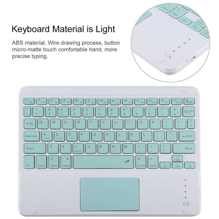 Bàn phím Bluetooth màu xanh tháo rời TG-102BC + Bao da vải sợi nhỏ cho máy tính bảng iPad 10.2 inch / iPad Air (2019), có bàn di chuột & khe cắm bút & giá đỡ, bàn phím màu xanh