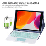 Bàn phím Bluetooth màu xanh tháo rời TG-102BC + Bao da vải sợi nhỏ cho máy tính bảng iPad 10.2 inch / iPad Air (2019), có bàn di chuột & khe cắm bút & giá đỡ, bàn phím màu xanh