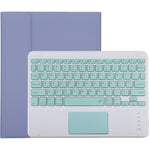 Bàn phím Bluetooth màu xanh tháo rời TG-102BC + Bao da vải sợi nhỏ cho máy tính bảng iPad 10.2 inch / iPad Air (2019), có bàn di chuột & khe cắm bút & giá đỡ, bàn phím màu xanh