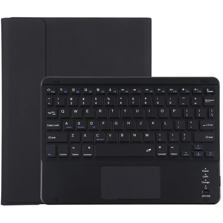 Bàn phím Bluetooth màu đen tháo rời TG97BC + Bao da vải sợi nhỏ cho máy tính bảng iPad 9.7 inch, có bàn di chuột & khe cắm bút & giá đỡ, TG97BC
