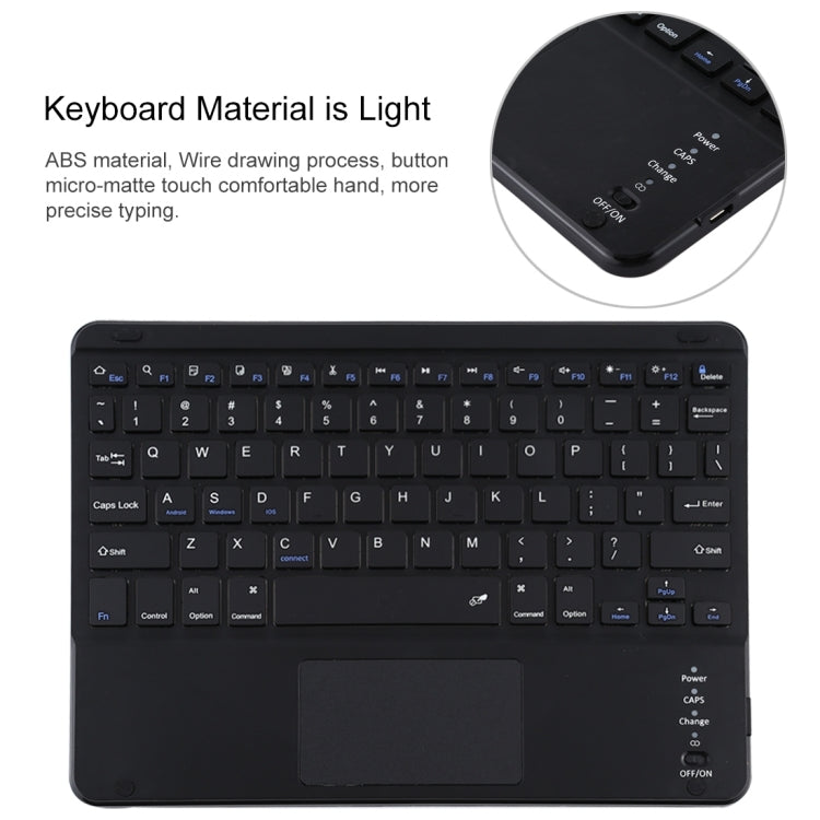 Bàn phím Bluetooth đen có thể tháo rời TG109BC + Ốp da microfiber cho iPad Air 2020, có bàn di chuột & khe cắm bút & giá đỡ, TG109BC