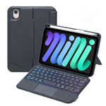 T06-AS Ốp da bàn phím Bluetooth loại tách rời có đèn nền cảm ứng cho iPad mini6 / mini 7, T06-AS