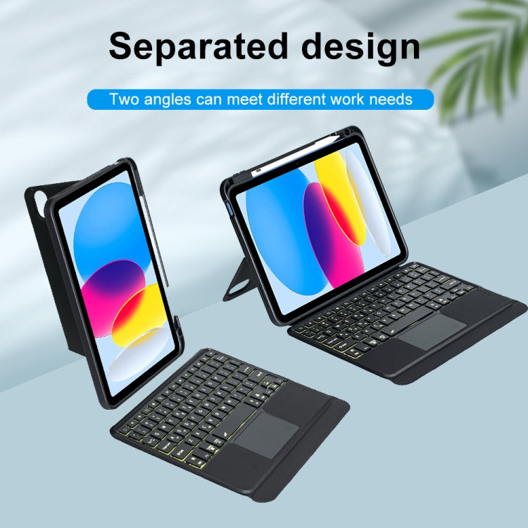 T10-AS Bao da bàn phím Bluetooth loại tách rời có đèn nền cảm ứng cho iPad 11 2025 / iPad thế hệ 10 10.9 2022, T10-A