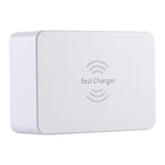 Sạc không dây 6 trong 1 10W QC3.0 + USB-C / Type-C + 4 cổng USB WLX-818F với màn hình LCD thông minh, phích cắm EU / AU, màu trắng