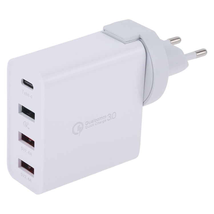 Sạc du lịch tường 4 cổng USB A3P 3A công suất tối đa USB-C / Type-C + QC3.0 + USB đôi, phích cắm EU