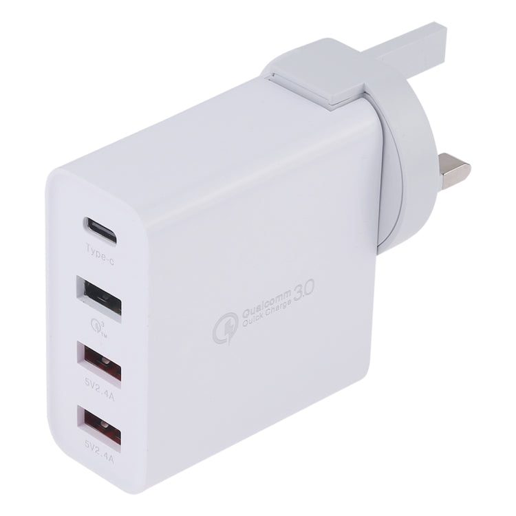 Sạc du lịch tường 4 cổng USB A3P 3A công suất tối đa USB-C / Type-C + QC3.0 + USB đôi, phích cắm Anh