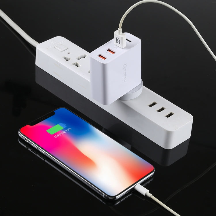 Sạc du lịch tường 4 cổng USB A3P 3A công suất tối đa USB-C / Type-C + QC3.0 + USB đôi, phích cắm Anh