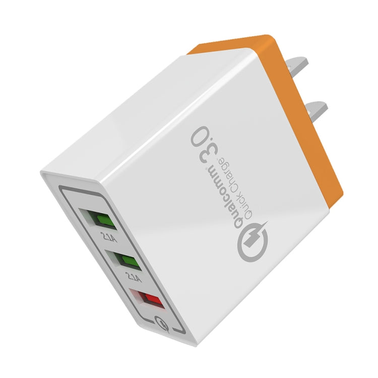 Sạc nhanh du lịch AR-QC-03 2.1A 3 cổng USB, phích cắm Mỹ, AR-QC-03 US, phích cắm AR-QC-03 US màu xanh