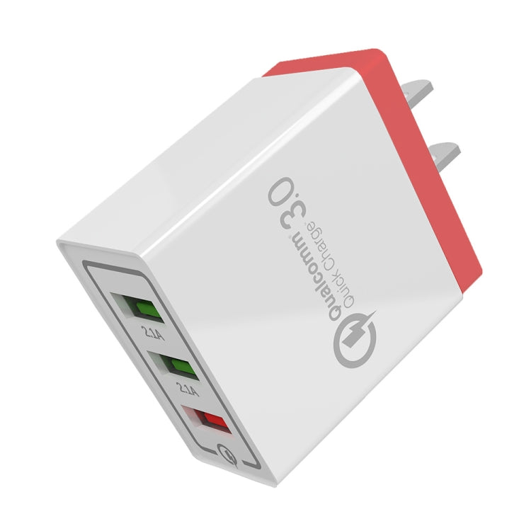 Sạc nhanh du lịch AR-QC-03 2.1A 3 cổng USB, phích cắm Mỹ, AR-QC-03 US, phích cắm AR-QC-03 US màu xanh